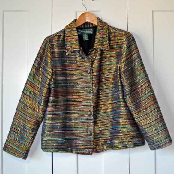 Stephanie Andrews silk metallic lined jacket P Med - Picture 1 of 4